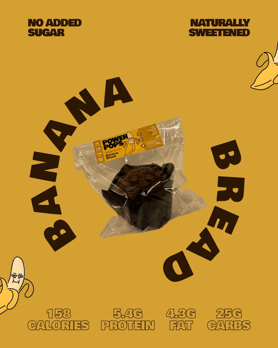 Banana Bread — naturally sweetened, 158 cal, 5.4g protein, 4.3g fat, 25g carbs